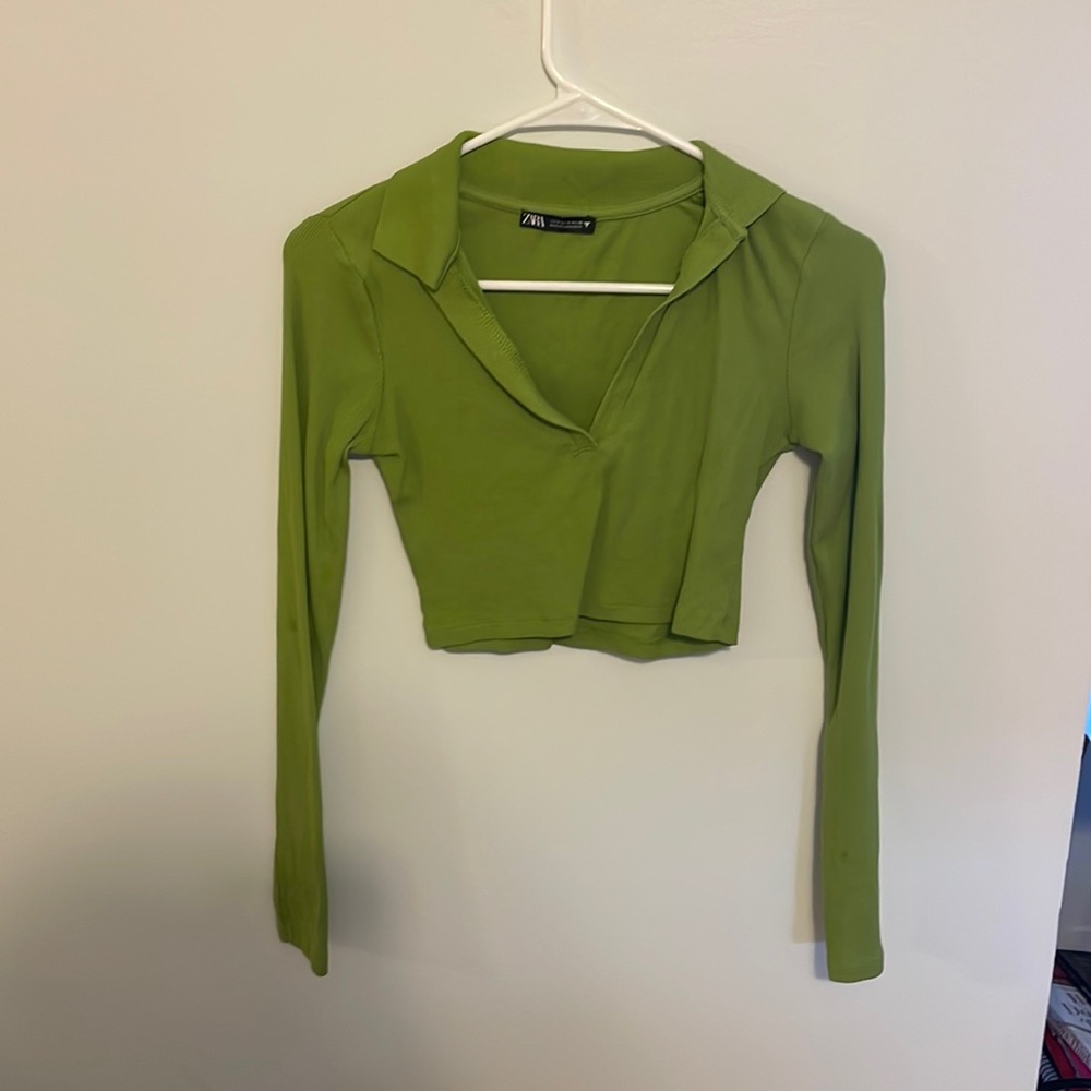 Zara cropped collared shirt